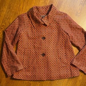 Adrienne Vittadini Orange and Brown Geometric Coat
